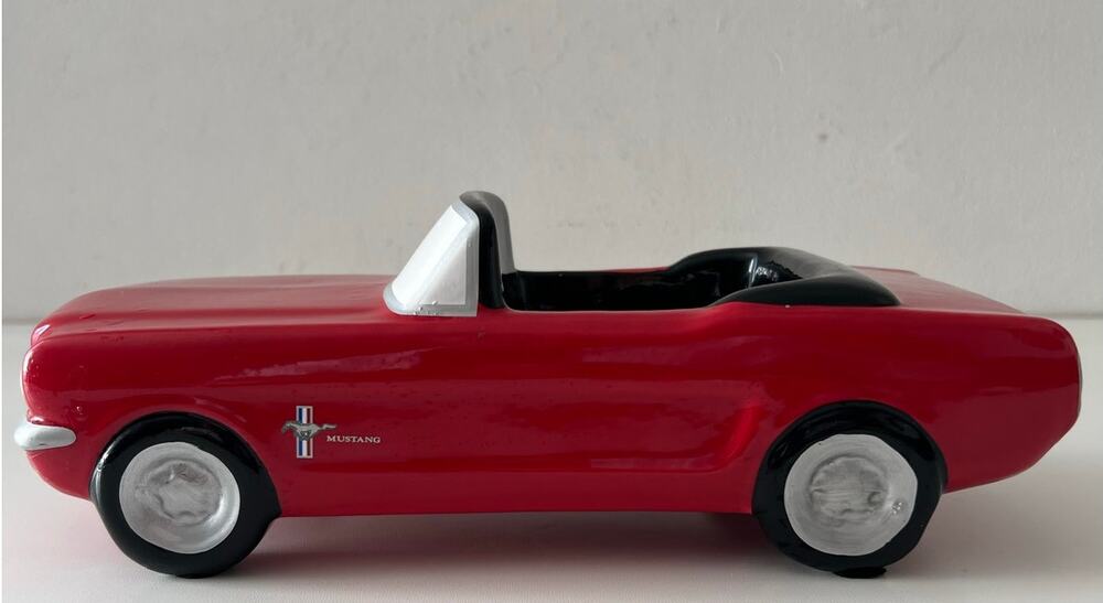 Teleflora Ford Mustang Ceramic Planter Candy/Nut Dish 1965 Red Convertible Car